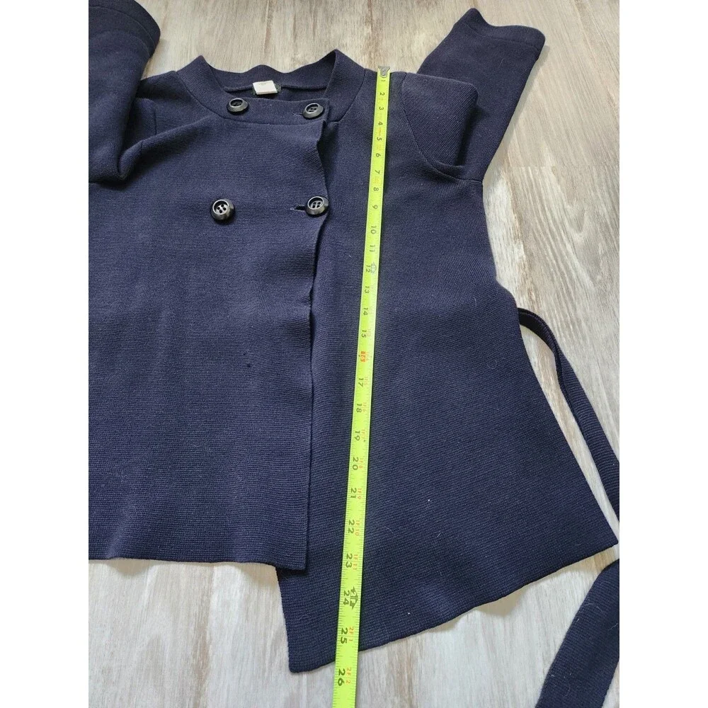 J.Crew Sweater Jacket Womens S Navy Wrap Tie Heavyweight Stretch Knit GUC